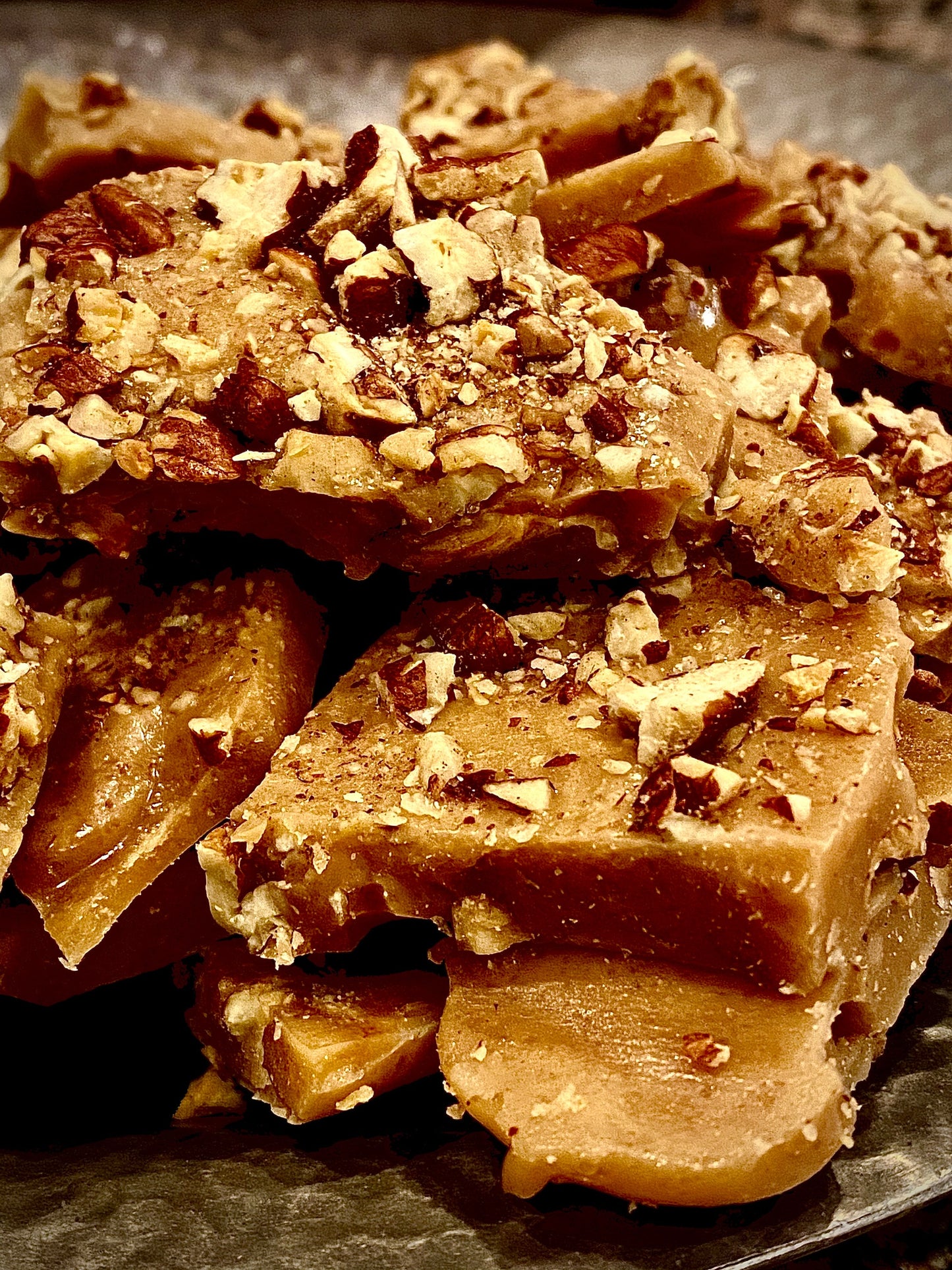 Toffee with fresh roasted pecans