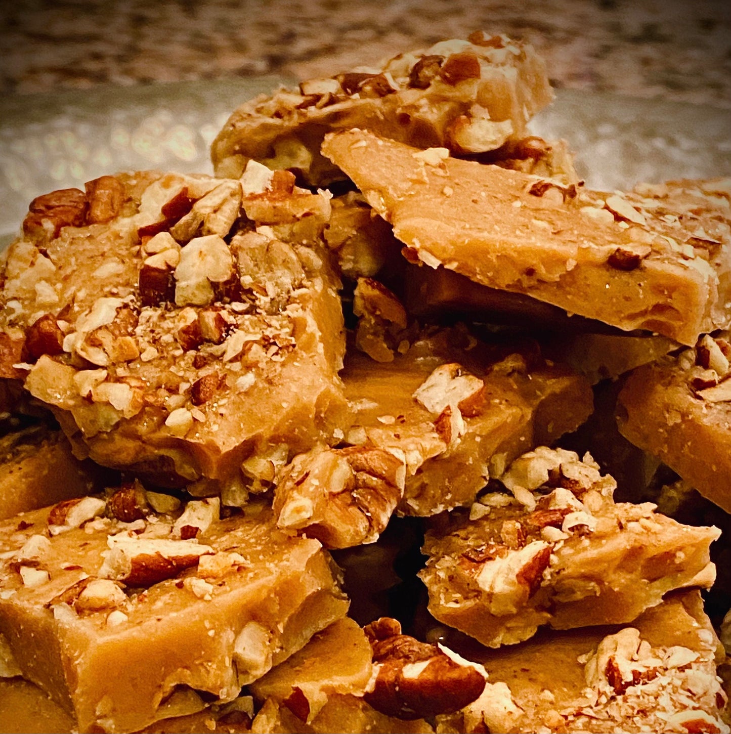 Toffee with fresh roasted pecans