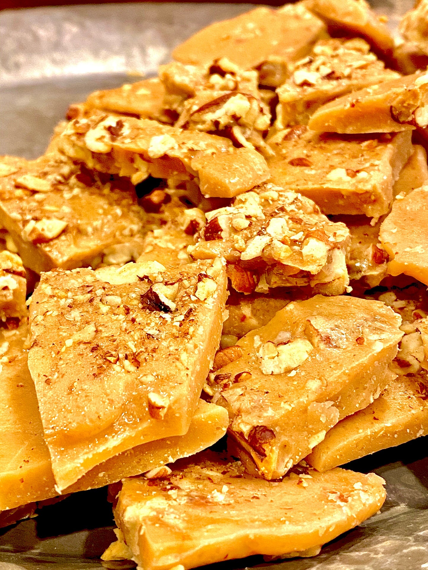 Toffee with fresh roasted pecans